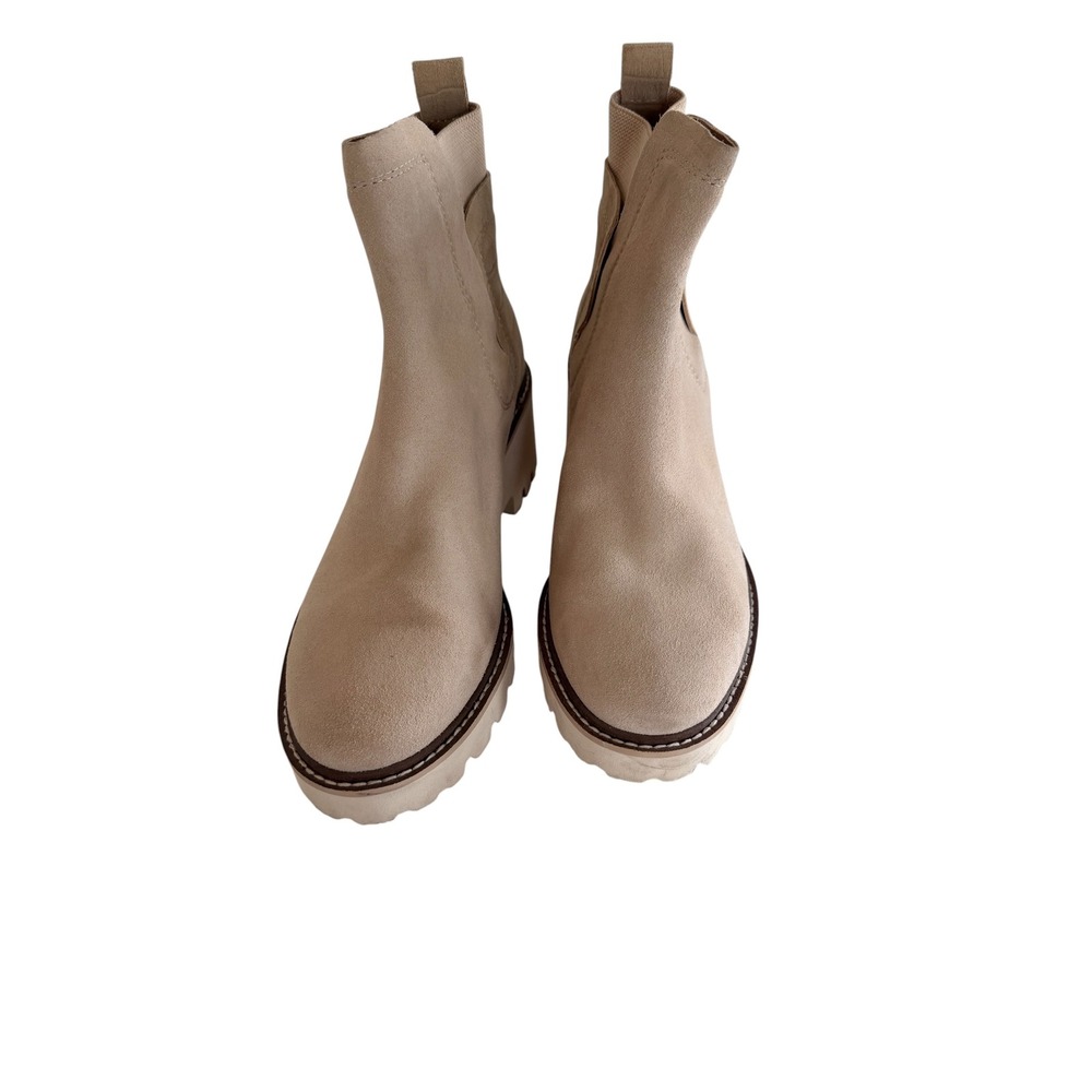 Dolce Vita H2O Waterproof Suede Chelsea Boots Sand Tan Lug Sole Ankle Womens 9